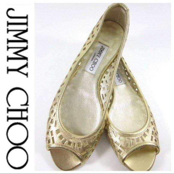 Jimmy Choo Shoes - 💕SALE💕 Jimmy Choo Gold Metallic Cutout Flats